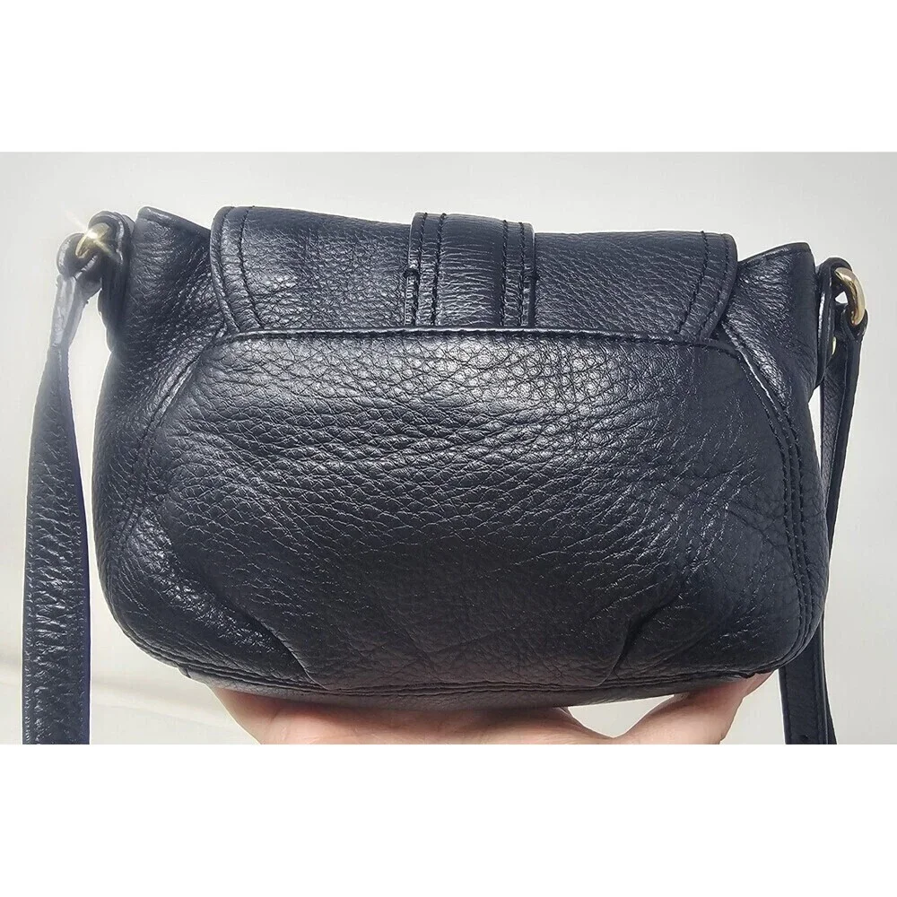 Michael Kors Charlton Small Crossbody Bag Black Leather Gold Buckle Lock VGUC